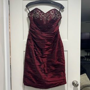 Short Bejeweled Maroon Dress